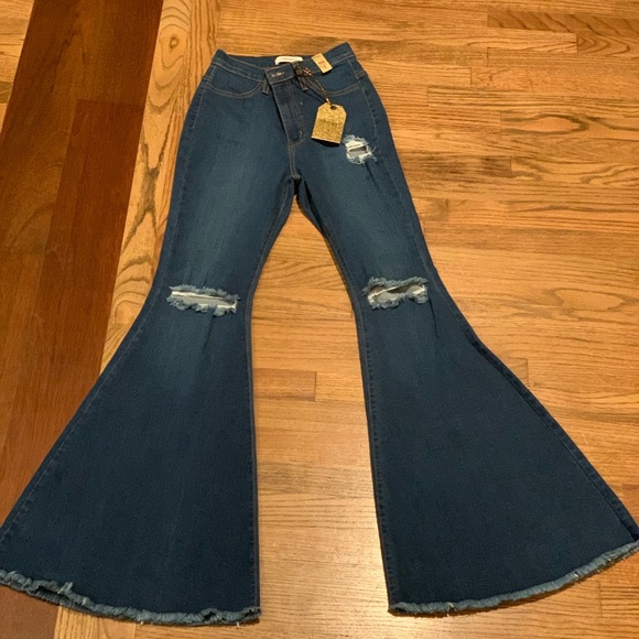 vibrant bell bottom jeans